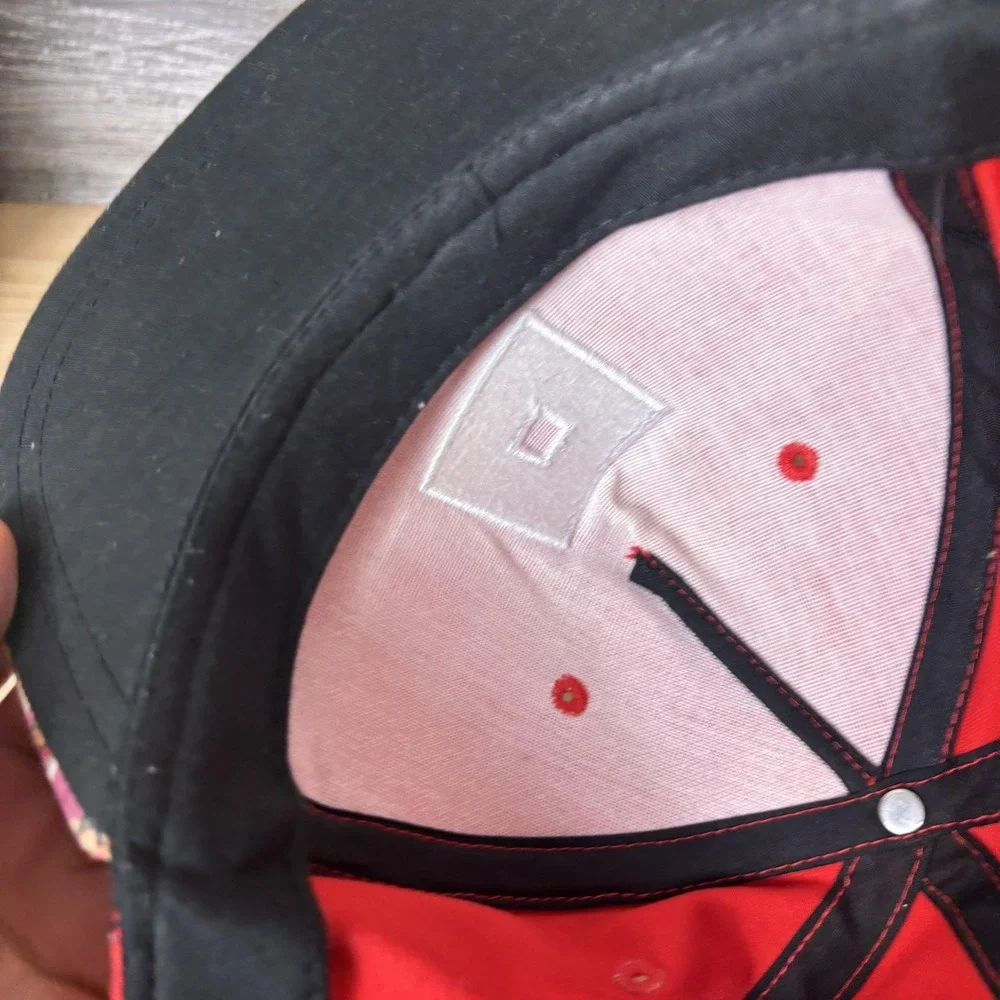 Roblox Snapback Hat Youth Red Graphic Brim Adjustable Cap Light Wear Gamer Kids